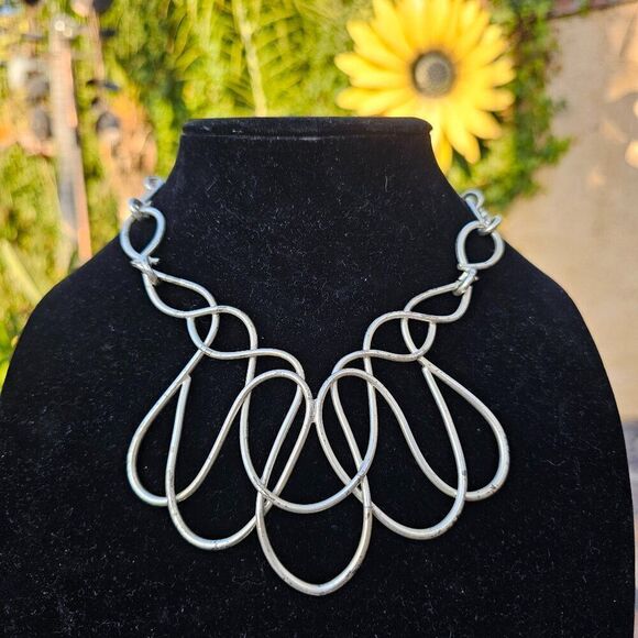 Vintage Funky Silver Wire Statement Necklace - Picture 1 of 5